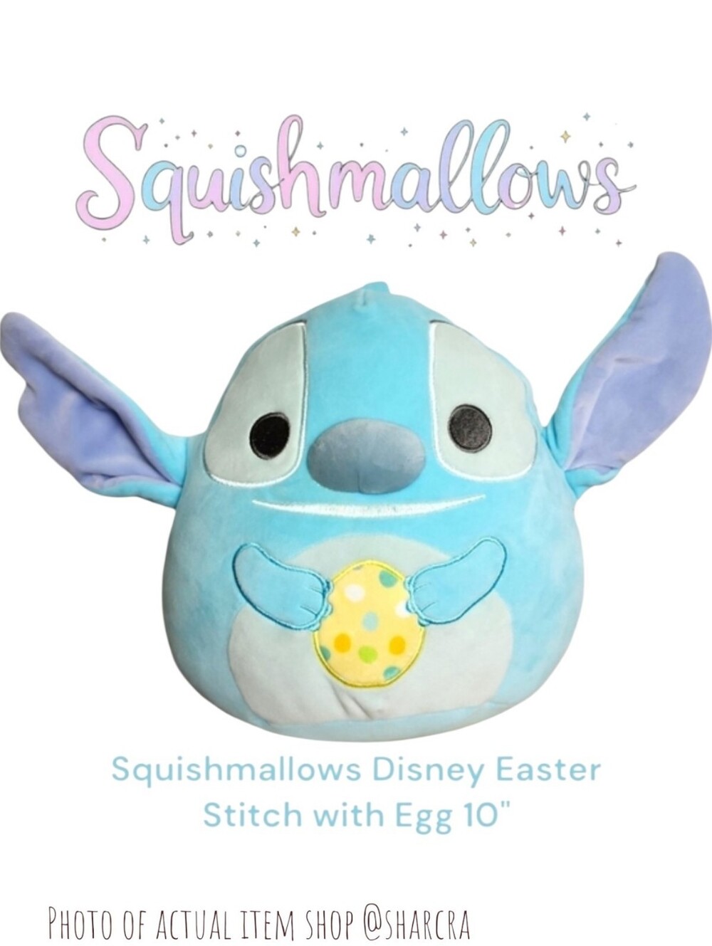 Squishmallows Disney Easter Stitch with Egg 10" Kids Plush Stuffed Animal Blue
